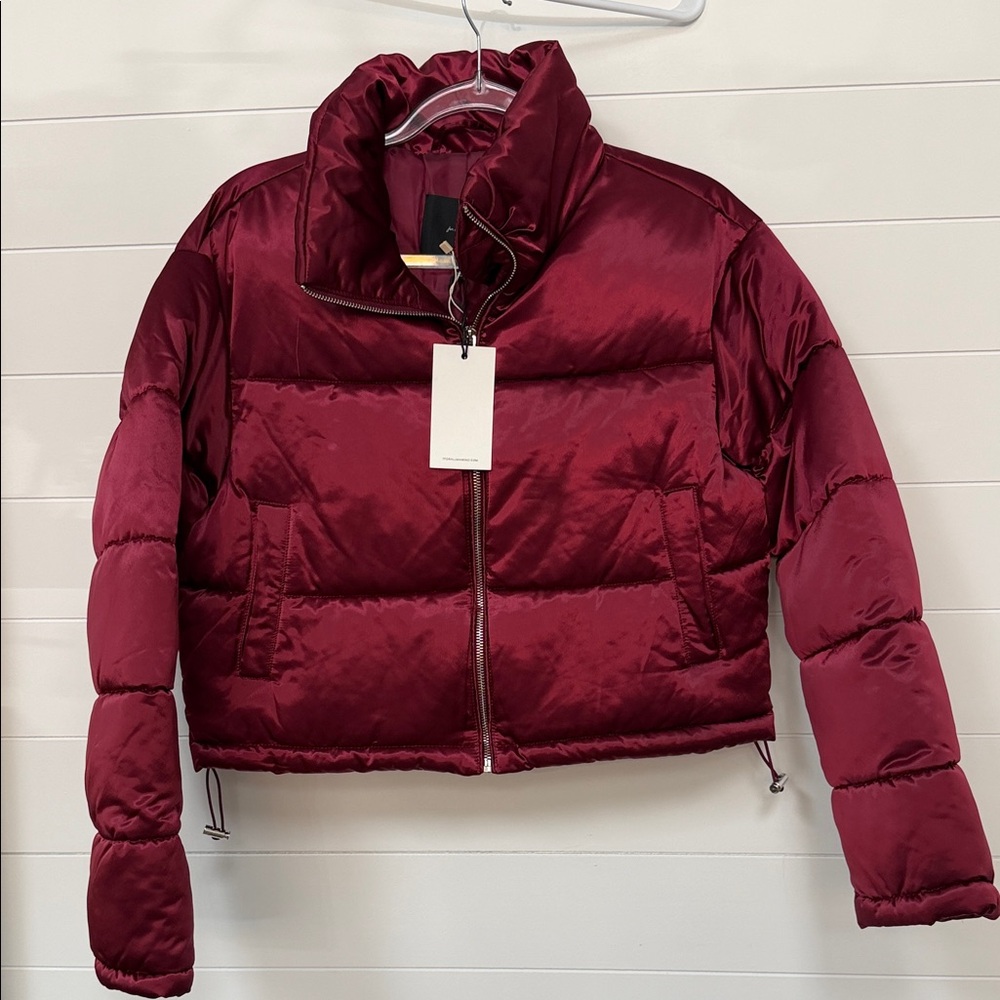 7 For All Mankind Deep Red Puffer Jacket